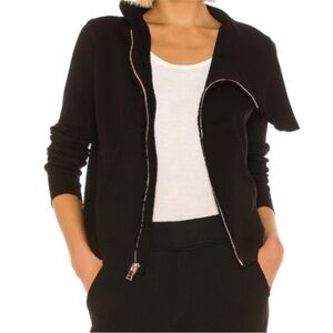 Frank & Eileen Black Asymmetrical Zip Up Sweatshirt Jacket size Small